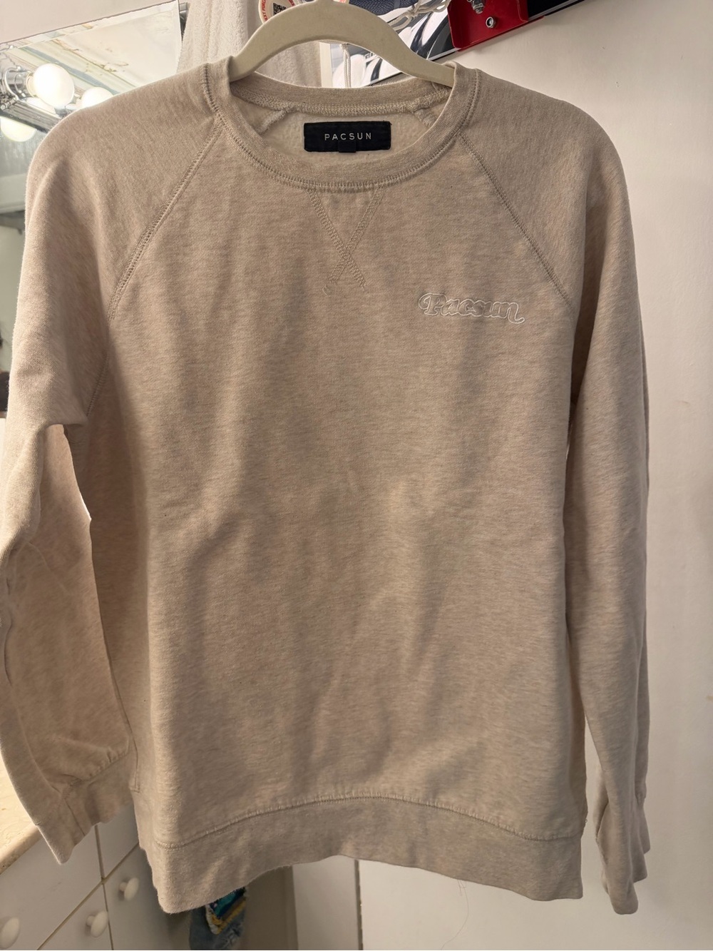 PacSun Men's Light Beige Crewneck Sweatshirt
